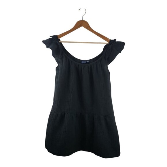 GAP Dresses & Skirts - Gap Women's Black Cotton Ruffle Tunic Dress Size Medium